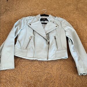 London Fog Women's Light Blue Leather Jacket